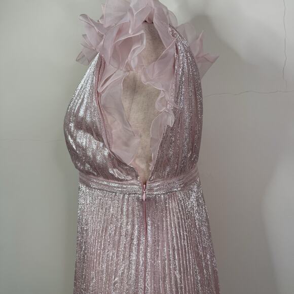 Giambattista Valli Midi Dress Size 42 Pleated Silk Babydoll Princess Romantic - Picture 6 of 13